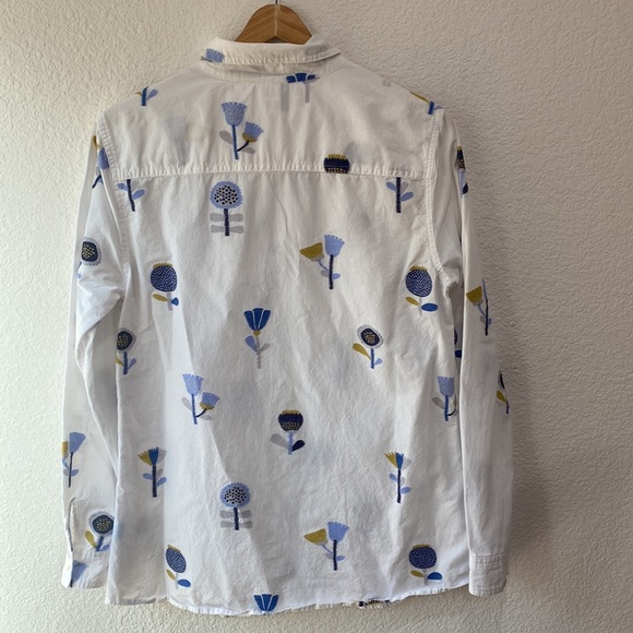 J. McLaughlin Button Down Long Sleeve Floral Print 100% Cotton Shirt Sz L - Picture 8 of 9